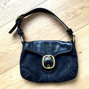Coach black leather/canvas shoulder bag